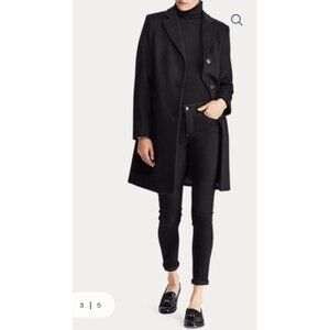 Lauren Ralph Lauren Women’s Navy Wool Blend Coat Size 4 Classic Tailored Jacket